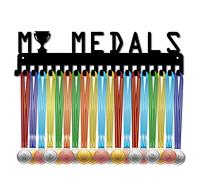 CREATCABIN My Medals Porta Medaglie Espositore Sportivo Montaggio Parete Appendiabiti Acciaio Inossidabile Appeso per Casa Medaglia Trofeo Vincitore Ginnastica Conservazione Oltre 60 medaglie,Nero