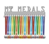 CREATCABIN My Medals Porta Medaglie Espositore Sportivo Montaggio Parete Appendiabiti Acciaio Inossidabile Appeso per Casa Medaglia Medaglia Trofeo Vincitore Ginnastica Oltre 60 medaglie,Argento