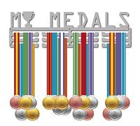 CREATCABIN My Medals Porta Medaglie Espositore Sportivo Montaggio Parete Appendiabiti Decor Acciaio Inossidabile Appeso per Atleta Medaglia Trofeo Vincitore Conservazione Oltre 60 medaglie 40x11.7cm