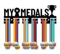 CREATCABIN My Medals Porta Medaglie Porta Medaglie Sportive Porta Medaglie Porta Medaglie in Acrilico Montato su 40 Medaglie per Vincitori Atleti Campioni Medaglia Trofeo Calcio Nero 29x10.2cm