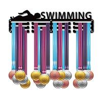 CREATCABIN Nuoto Immagine Nuotatore Porta Medaglie Espositore per Medaglie Montaggio A Parete Appendiabiti Decor Porta Medaglie per Corridori per La Casa Porta Badge 3 piolo Medaglia su 60 medaglie