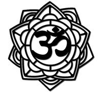 CREATCABIN Om Lotus Decorazione Da Parete Arte Da Parete In Legno Fiore Segno di Legno Taglio Laser Tiglio Sagoma Scultura Decorativa Da Appendere Simbolo Spirituale Incompiuto per Pittura 30x28.8cm
