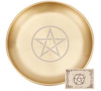 CREATCABIN Pentagramma Piatto da Altare Stella Tarocchi Piatto Rituale Che Brucia Portacandele Piatto Ciotole Che Offrono Incenso Ciotola Piatta con Carta Dell'Altare Tarocchi Forniture 14.1x14.1cm
