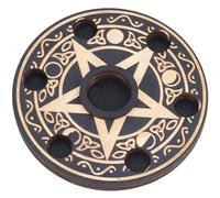 CREATCABIN Pentagramma Sfera di Cristallo di Legno Espositore Supporto in Cristallo Roba da Strega Altare Wiccan Piatto Decorazione Rotonda Forniture da Strega Piccolo Vassoio per La Sfera di 14.4cm