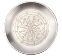 CREATCABIN Piatto Rituale a Costellazione Ciotola Piatta Acciaio Inossidabile Vassoio Rotondo Argentato Ciotola per Offerte Piatto Portagioie Piatto per Bruciare L'Incenso Meditazione Taroc 14x14cm