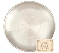 CREATCABIN Piatto Rituale Altare Stellare Piatto in Acciaio Inox Piatto Rotondo Ciotola Offerte Preghiera Portacandele Bruciare L'Incenso Meditazione Tarocchi Gioielli Rabdomanzia Divinazione 14cm