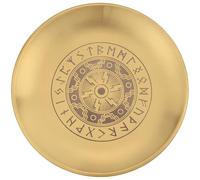CREATCABIN Piatto Rituale Preghiera Delle Rune Vegvisir Ciotola per Offerte Acciaio Inossidabile Vassoio Rotondo Piatto Dorato Ciotola per Offerte Astrologiche Portacandele Piatto per Gioielli 14x14cm