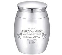 CREATCABIN Piccola Urna dei Ricordi per papà Ceneri Umane O Animali Domestici Mini Urne Commemorative Acciaio Inossidabile Moderno Portacenere Extra Contenitore per Cremazione Vaso 30x40mm Argento