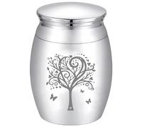 CREATCABIN Piccola Urna Ricordo Dell'Albero della Vita Mini Urna Crematoria per Ceneri Farfalla in Lega per Condivisione Urna Funeraria Memoriali Porta Ceneri Contenitore in Miniatura per Amici 4x3cm