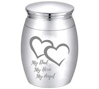 CREATCABIN Piccola Urna Ricordo Mini Urne per Cremazione Portacenere Cuore Miniatura Sepoltura Funerale Contenitore Vaso Acciaio Inossidabile per Memoriale Famiglia Argento 40x30mm