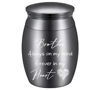 CREATCABIN Piccole Urne Crematorie Fratello Urne per Ceneri Cremains in Acciaio Inossidabile Mini Condivisione Sepoltura Urne Funebri Ricordo per La Famiglia Fratello Umano -Sempre nella Mia 30x40mm