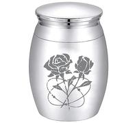 CREATCABIN Piccole Urne per Ceneri Mini Urne per Cremazione Ceneri Ricordo Memoriale in Acciaio Inossidabile Metallo Urna Funeraria Sepoltura per Animali Domestici Cane Umano Gatto 4x3cm