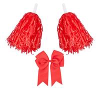CREATCABIN Pompon Cheerleader e Grandi Fiocchi Capelli Cheerleader Pompon In Lamina Metallo Il Tifo Eventi Sportivi Squadra Cheerleader Danza Rooters Accessori Adulti Squadra Football Baseball 26x26cm