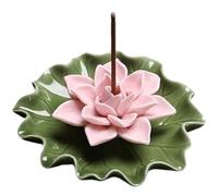 CREATCABIN Porta Incenso in Ceramica A Forma Loto Bruciatore Incenso Raccogli Cenere Staccabile Vassoio Bruciatori A Forma Foglia Loto Bastoncini Casa Yoga Sala tè Zen Altare Buddista 90x90x25mm