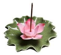 CREATCABIN Porta Incenso in Ceramica A Forma Loto Bruciatore Incenso Raccogli Cenere Staccabile Vassoio Bruciatori A Forma Foglia Loto Bastoncini Casa Yoga Sala tè Zen Altare Buddista 90x90x30mm