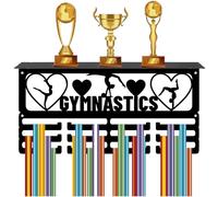 CREATCABIN Porta Medagli da Ginnastica Ripiano Appen Medagli Espositor Trofei Scaffal Sportivo 3 Supporto da Paret in Metallo Sospeso Contien 70+ medagli Donna Porta Medagli da Competizion 40x20x10cm