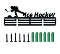 CREATCABIN Porta Medaglie Appendiabiti da Esposizione per Hockey su Ghiaccio Telaio Sports Awards Porta Medaglie in Metallo Portabici da Parete Robusto Atleti Giocatori Oltre 60 medaglie