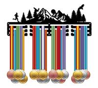 CREATCABIN Porta Medaglie Appendiabiti Medaglie Corsa Campestre Sportive Marathon Over 60+ Medaglie Premio Supporto per Ferro Telaio per Rack Appeso A Parete per Medaglia Runner Atleta Regalo 40x15cm