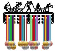 CREATCABIN Porta Medaglie Appendini per Medaglie Espositore per Medaglie Sport Premi da Appendere in Metallo Ferro Supporto Piccolo Decorazione Premi per Uomo Badge da Parete per Casa Gara 29x12.8cm