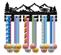 CREATCABIN Porta Medaglie Arrampicata in Montagna Parete Premi Gara 2 Ganci 30+ medaglie Nastri Espositore Sospeso Appassionati Arrampicata Sport all'Aria Aperta Regalo I Vincitori 40x15cm