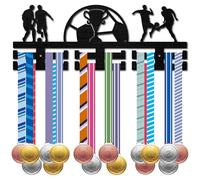 CREATCABIN Porta Medaglie Calcio Porta Medaglie Sportive Montaggio A Parete Premi Gara 2 Fila Ganci Separati Atleti Calcio Vincitori Competizioni 30+ medaglie Nastri Organizzatore Display 40x15cm