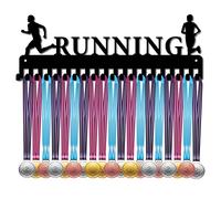 CREATCABIN Porta Medaglie Corsa Corridore Sportivo Atleta Medaglie Appendiabiti Espositore per Decorazioni Parete per Corridori Home Badge Medaglia Corsa Calcio Ginnastica Oltre 60 medaglie,Nero