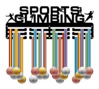 CREATCABIN Porta Medaglie da Arrampicata Sportiva Espositore Porta Medaglie da Arrampicata Supporto da Parete Decorazione Cornice Porta Medaglie in Metallo per Appendere sopra 60 medaglie 40x15cm