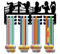 CREATCABIN Porta Medaglie da Boxe Femminile Appendiabiti per Medaglie Espositore da Boxe da Donna Sport Metallo da Appendere Premi Ferro Supporto Piccolo Decorazione per Donne Parete Casa 29x13cm