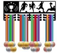 CREATCABIN Porta Medaglie da Calcio Appendiabiti per Medaglie da Calcio Espositore per Montaggio A Parete in Metallo Decorazioni per Cornici Appendini per Medaglie Sportive Organizzatore per 40x15cm