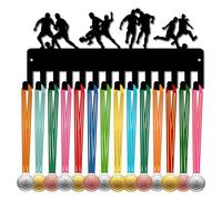 CREATCABIN Porta Medaglie da Calcio Appendiabiti per Medaglie da Calcio Espositore per Sport Appeso Atleta Premi Decorazione per Montaggio A Parete in Ferro con 14 Gancio per Competizione 29x13cm