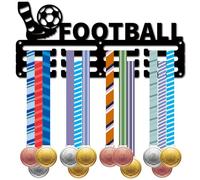 CREATCABIN Porta Medaglie Da Calcio Appendini per Medaglie Espositore per Medaglie Da Calcio Sport Premi Da Appendere In Metallo Ferro Da Stiro Supporto Piccolo Premi per Parete Badge per Casa 29x13cm