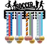 CREATCABIN Porta Medaglie da Calcio da Donna, Porta Medaglie da Calcio, Porta Medaglie Sportive, in Metallo, Premi in Ferro, Supporto Piccolo, Decorazione, Premi per Parete, Casa, Distintivo 29x13cm
