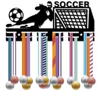 CREATCABIN Porta Medaglie da Calcio Display Supporto da Parete Rack Cornice in Acrilico Ganci per Appendere Premi Organizzatore di Supporti per Medaglie Sportive 29x13cm