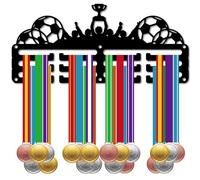 CREATCABIN Porta Medaglie Da Calcio Espositore Appendini per Medaglie Da Calcio Appendiabiti Sportivo In Metallo Premi In Ferro Supporto Piccolo Decorazione Premi per Uomo Distintivo Da Parete 29x13cm