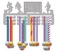 CREATCABIN Porta Medaglie Da Calcio Espositore Porta Medaglie Da Calcio Appendiabiti Sportivo In Metallo Premi In Ferro Supporto Piccolo Decorazione Premi per Parete Casa Badge Gara Ginnastica 29x13cm