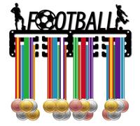 CREATCABIN Porta Medaglie da Calcio, Porta Medaglie, Porta Medaglie, Porta Medaglie, Sport, Metallo, Premi da Appendere, Ferro, Supporto Piccolo, Decorazione, Premi per Le Donne, da Parete 29x12.8cm