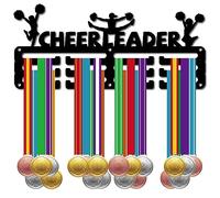 CREATCABIN Porta Medaglie da Cheerleader Appendiabiti per Medaglie Espositore Sportivo Premi da Appendere in Metallo Ferro Supporto Piccolo Decorazione Premi per Parete Casa Badge Corridore 29x13cm