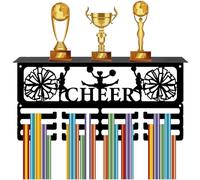 CREATCABIN Porta Medaglie da Cheerleader Nero Porta Medaglie da Cheerleader Espositore Trofei 12 Gancio Espositore Medaglie in Metallo Montaggio A Parete Contiene 60+ medaglie Sportive 40x20x10cm