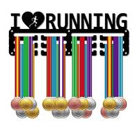 CREATCABIN Porta Medaglie da Corsa Appendiabiti per Medaglie Espositore Sport Metallo da Appendere in Ferro Supporto Piccolo Decorazione Premi per Parete Casa Badge Gara Corridore Maratona 29x10.6cm