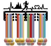 CREATCABIN Porta Medaglie da Corsa Appendini Espositore per Medaglie Organizzatore Piccolo Metallo Ferro Struttura per Mensole per Medaglie Nastro Targhe Appendiabiti Parete con 12 Gancio per 29x13cm