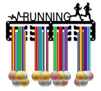 CREATCABIN Porta Medaglie da Corsa Appendini per Medaglie Porta Medaglie Espositore Maratona Sport Premi da Appendere in Metallo Ferro Supporto Piccolo Premi per Parete Badge per Casa Gara 29x12.4cm