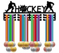 CREATCABIN Porta Medaglie da Hockey Porta Medaglie Porta Medaglie Sportive Medaglie da Appendere Decorazione A Parete 3 Linea Design Camera Decorazione della Casa Regalo per Giocatori Hockey 40x15cm