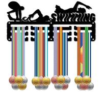 CREATCABIN Porta Medaglie da Nuoto Display Porta Medaglie Appendiabiti Sport Metallo Premi da Appendere Ferro Supporto Piccolo Decorazione Premi per Parete Casa Badge Gara Ginnastica Nuoto 29x13cm