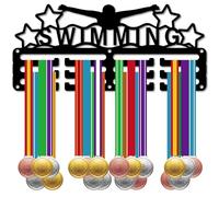 CREATCABIN Porta Medaglie da Nuoto Display Porta Medaglie per Nuotatori Appendiabiti per Sport in Metallo Premi da Appendere in Ferro Supporto Piccolo Decorazione Premi per Uomini Donne Badge 29x13cm