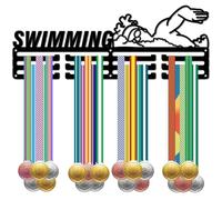 CREATCABIN Porta Medaglie da Nuoto Porta Medaglie Porta Medaglie in Metallo Espositore da Appendere Ai Premi Decorazione da Parete Sport Triathlon Nuoto Corsa Ciclismo Regalo per Il Vincitore 40x15cm