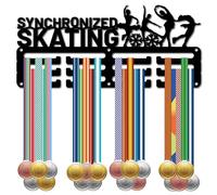 CREATCABIN Porta Medaglie da Pattinaggio Sincronizzato Appendiabiti per Medaglie Espositore per Sport in Metallo Appendere Premi Ferro Supporto Piccolo Decorazione per Donne Parete Casa 29x13cm