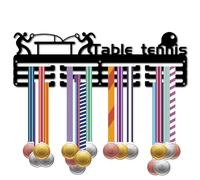 CREATCABIN Porta Medaglie Da Pong Appendiabiti Porta Medaglie Organizzatore Scaffale In Metallo Porta Medaglie Supporto Telaio Appeso A Parete con 12 ganci 3 file per Atleti Oro Argento Bronzo 40x15cm