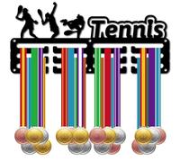 CREATCABIN Porta Medaglie da Tennis Appendiabiti per Medaglie Espositore Sport Metallo Premi da Appendere Ferro Supporto Piccolo Decorazione Premi per Parete Casa Donna Badge Corsa Ginnastica 29x13cm