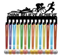 CREATCABIN Porta Medaglie Da Triathlon, Porta Medaglie, Ganci per Appendere Premi, Supporto Da Parete Decorazione In Ferro, Piccoli Ganci per Medaglie Sportive per Gare di Nuoto,Ciclismo,Corsa 29x13cm