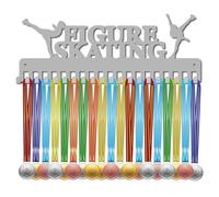 CREATCABIN Porta Medaglie di Pattinaggio di Figura Espositore per Medaglie da Ballo Appendiabiti Sportivo in Metallo per Premi in Ferro Supporto per Decorazioni con 20 Gancio per Parete Badge 40x15cm